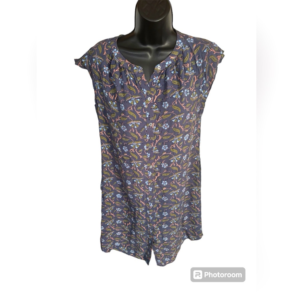 Loft loose boho dress/coverup/lounge wear Sz Small Floral, flutter sleeves top